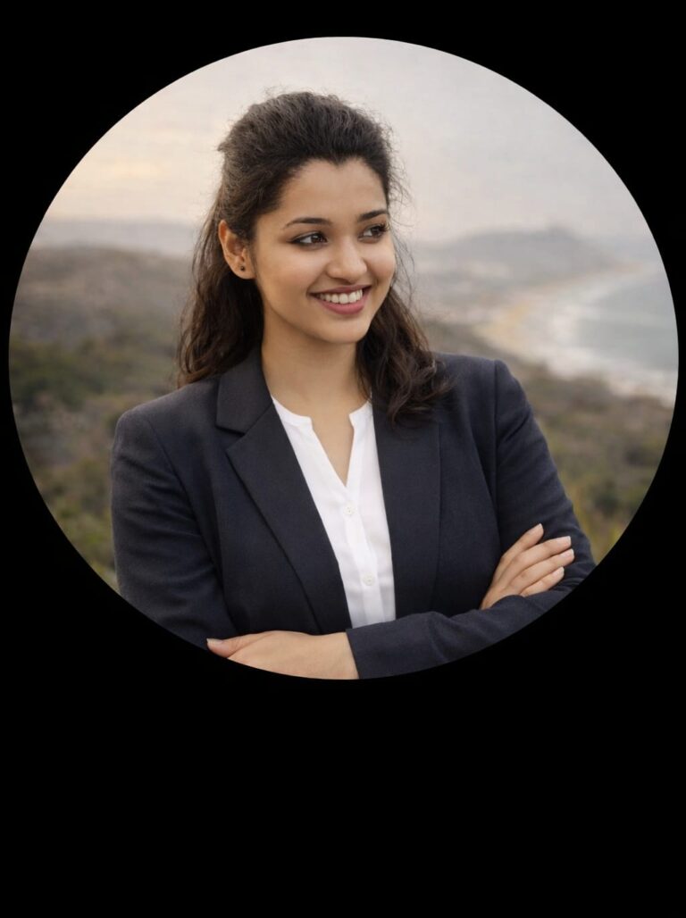 here is Sree Ranjini Vipin, Best Digital Marketer in Thrissur in a professional look, smiling confidently, providing all services of digital marketing and online growth solution