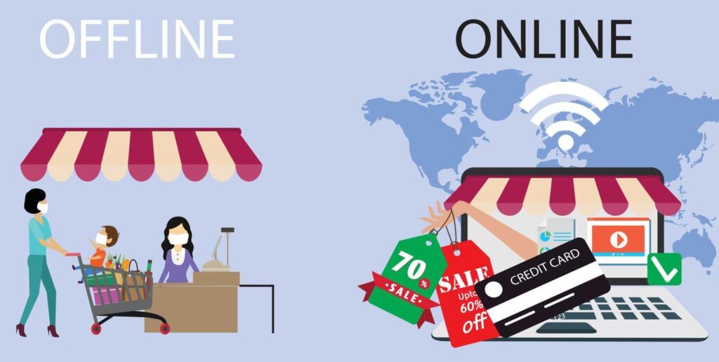 an image to easily understand the
difference between online and offline business